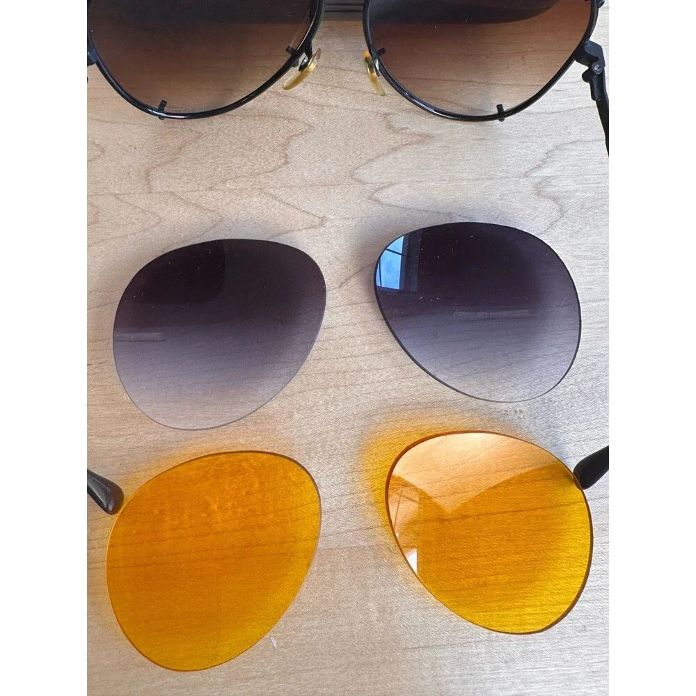 Vintage 1980s XL500 Aviator Sunglasses 3 Interchangeable Lenses Taiwan ROC Case